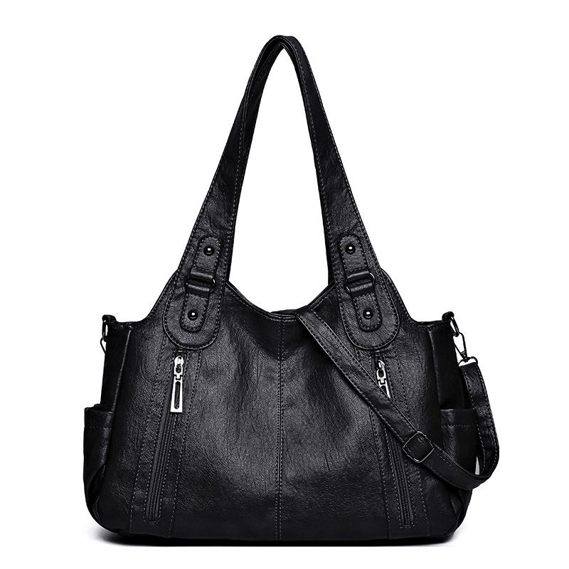 Women's Tote Bag Large Capacity Vintage Shoulder Bag Soft Leather Handbag