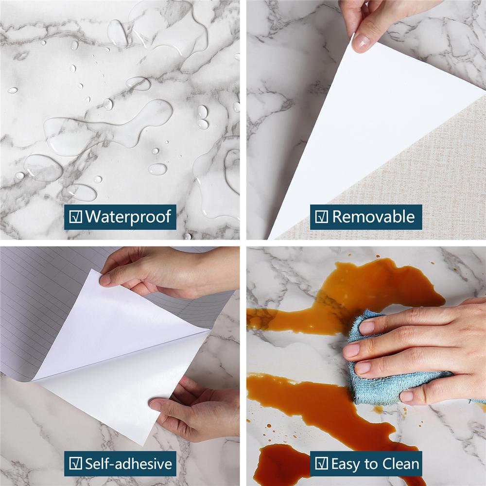 Marble Vinyl DIY Self Adhesive Wallpaper Bathroom Kitchen Contact Paper Waterproof Oil-proof Heat-resistant For Furniture Decor