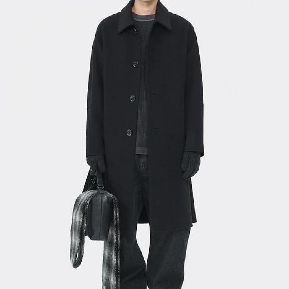 CuStomellow Men S Black caShmere Blended Balmacaan Coat Cwcaw25611bkx