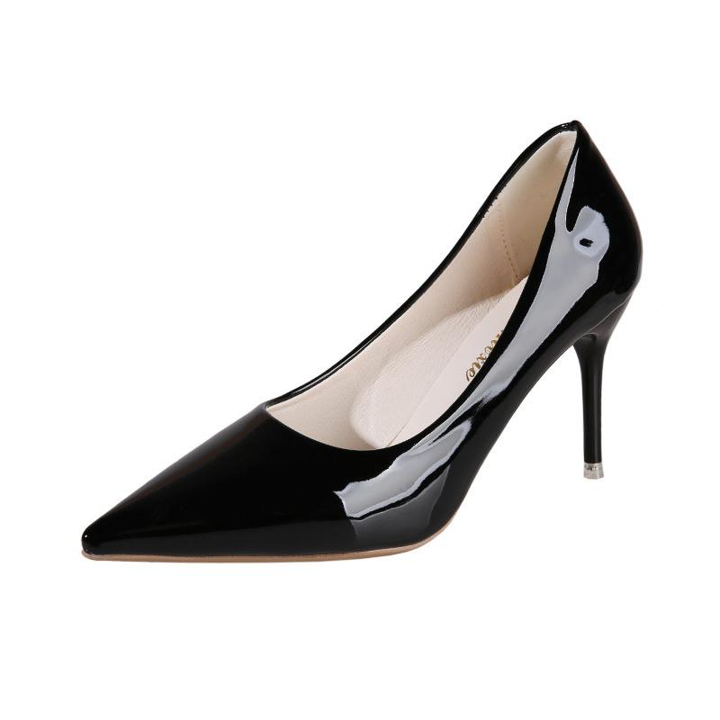 Black High Heels Women's Spring and Autumn New Pointed Large Size 41 Shallow Mouth Fashion Single Shoes High-end Work Shoes