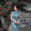 Mavi kolsuz ulusal tarz yeni Çin günlük Suzhou uzun cheongsam geliştirilmiş genç 1011 yeni kadın yüksek duygu