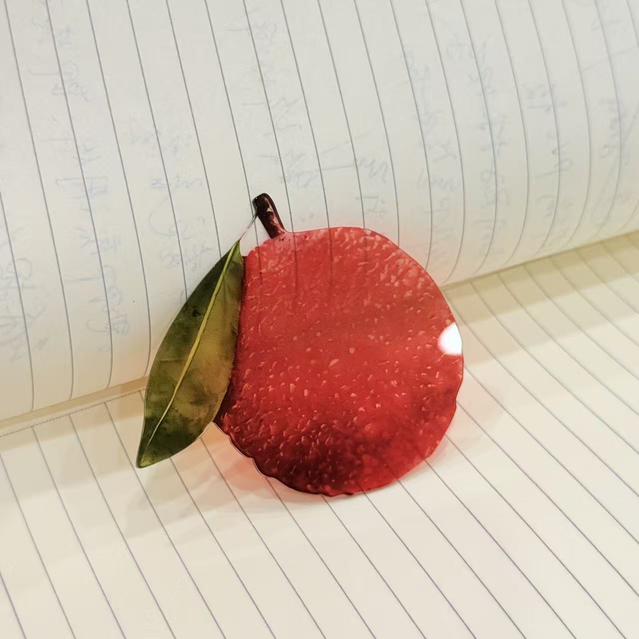 

1pc Apple & Fig Fruit Acrylic Bookmark - Translucent Page Marker, Cute Book Accessory for E-Books & Physical Books, Creative Gift Bayberry