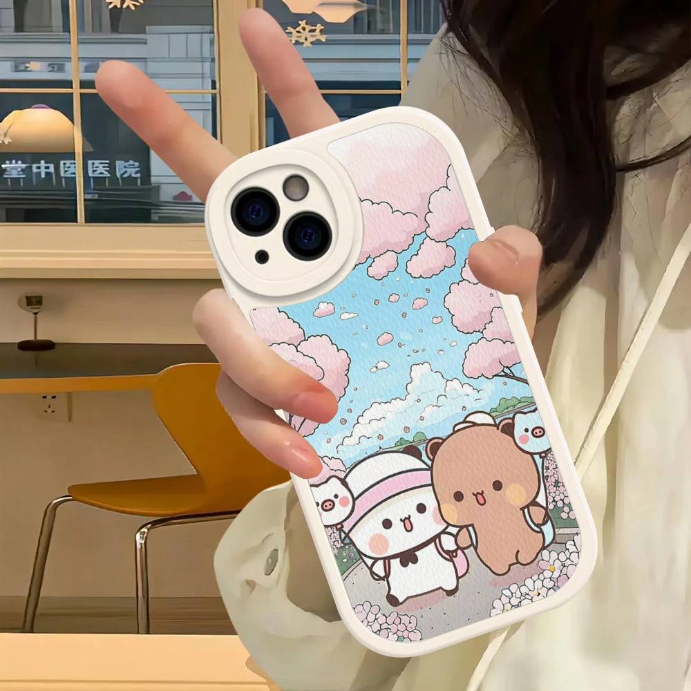 Cute Bubu Dudu PU Leather Phone Case For IPhone 16 15 14 13 12 11 Pro Max Plus Back Fundas
