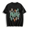 Vintage Checkered Floral Mama Print Casual Short Sleeve Top Pure Cotton T-shirt