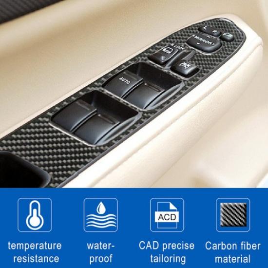 4Pcs Carbon Fiber Interior Door Control Cover Trim For Subaru Forester 2005-08