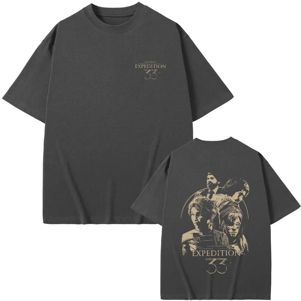 Game Clair Obscur Expedition 33 Tshirt Men Women Clothing Fashion Otaku Oversized T Shirts Male Casual Vintage Cotton Tshirts