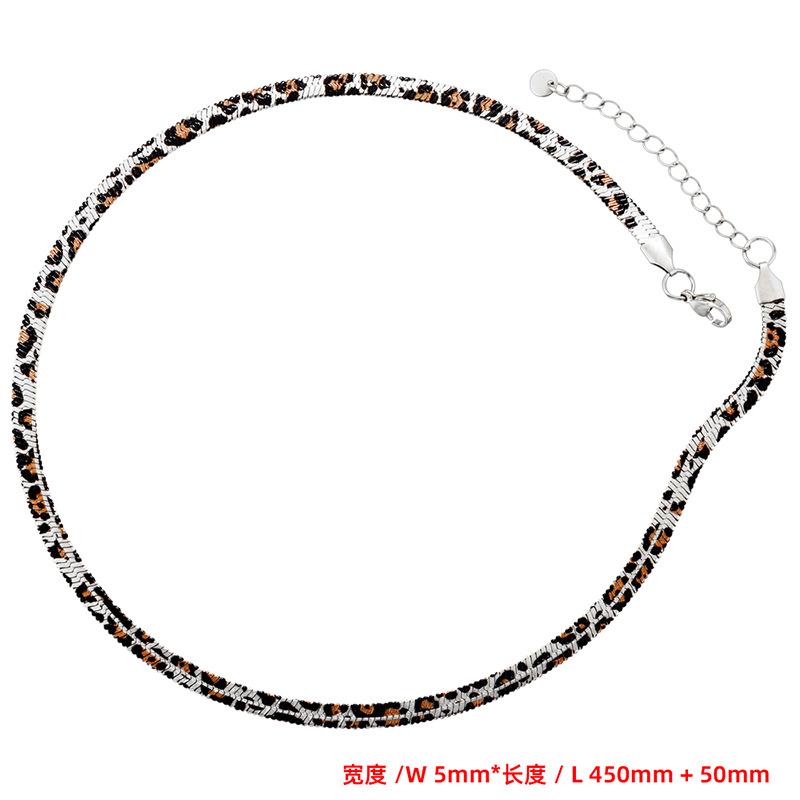 5Mm Stainless Steel Snake Blade Chain Bracelet Necklace Personalized Hip Hop Leopard Print Jewelry Set Vl588-589