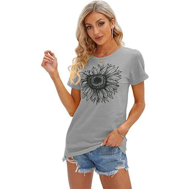 Women's Summer 3D T-shirt New Summer Simple Pattern Printed Short Sleeve Round Neck T-shirt