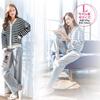 MiniZaru Cotton Loungewear Loose Long and Cute and Women's 100% Pajamas, Fit, Sleeves, Pants, Skin-Friendly (3028 Blue, L)