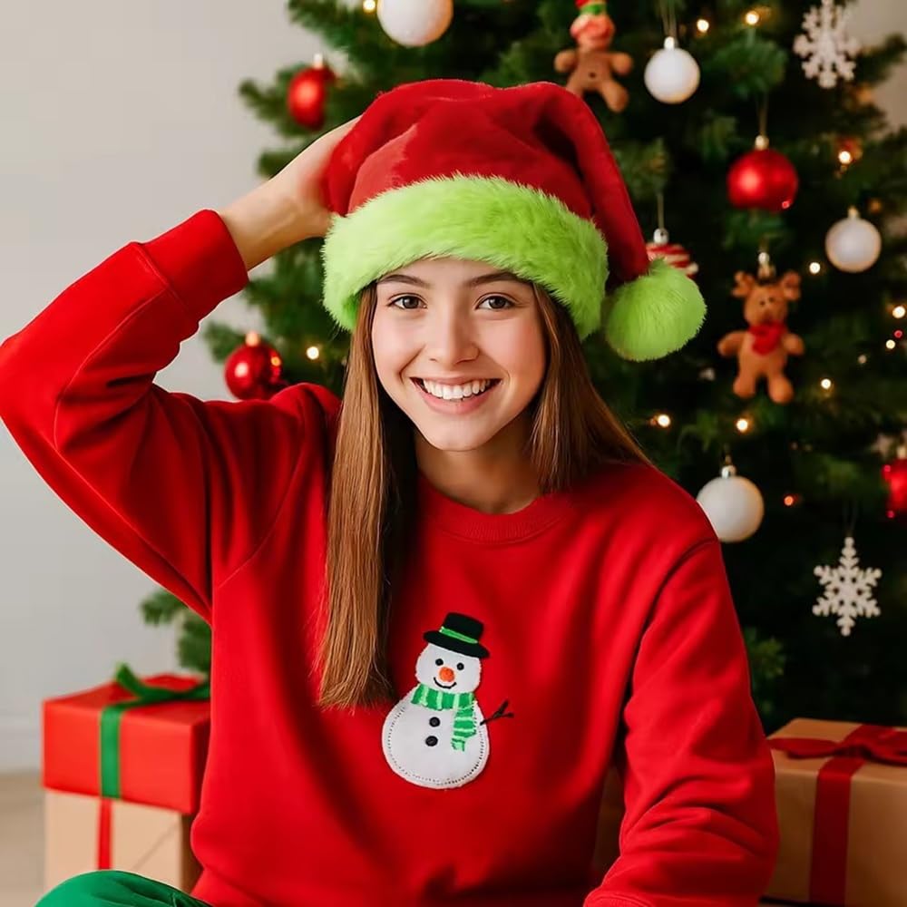 Christmas Santa Hat For Adults And Kids Xmas Holiday Hats Unisex Velvet Red Classic Fur Comfort New Year Festive Party Supplies