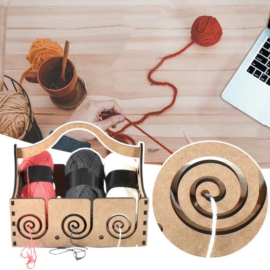 

Деревянный держатель для пряжи со спиральным отверстием, вязаный крючком шар для пряжи ручной работы, органайзер, диспенсер, настольный ящик для хранения, аксессуары для вязания крючком
