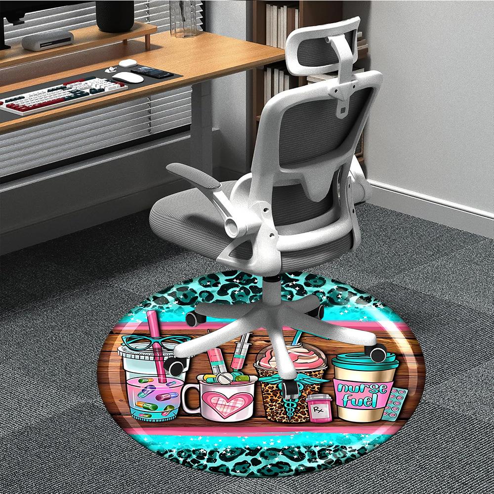 1pc Nurse Print Carpet for Office Non Slip, Round Carpet, Soft & Comfortable, Carpet for Office, Lightweight Round Floor Mat