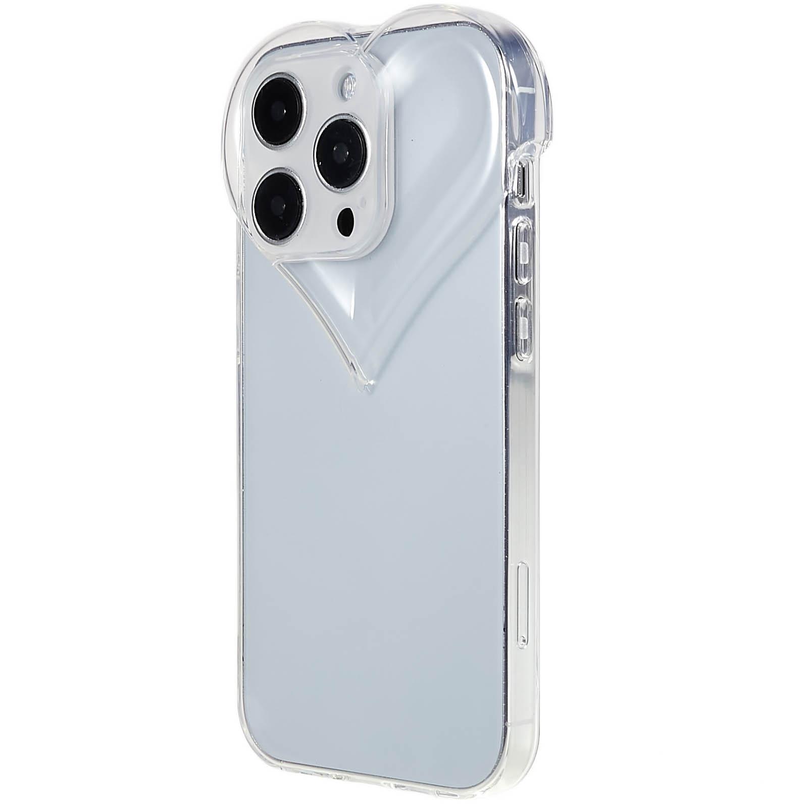 

For iPhone 14 Pro Heart Shaped Camera Protection Phone Case Flexible TPU Anti-scratch Cell Phone Cover Shell Transparent