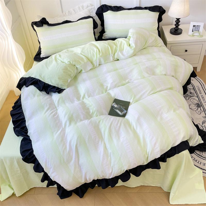 

Комплект из четырех предметов из стираного хлопка, мягкий и приятный для кожи, Advanced Sense, постепенное изменение цвета, оборка, листовидный край, пододеяльник 1.2m bed