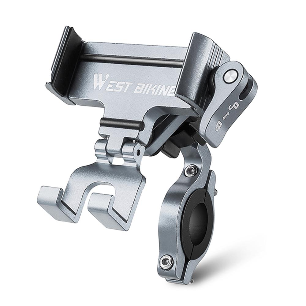 WEST BIKING Bike Phone Mount 360 Degree Rotation Aluminum Alloy Navigation Bracket for Road Mountain Bicycle
