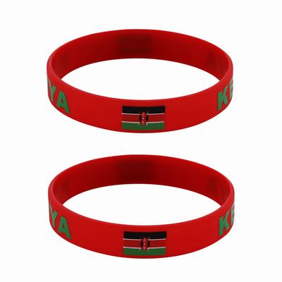 2pcs Kenya Flag Silicone Bracelets Sport Game Wristbands National Flags Wrist Strap for Men Women Motivational Rubber Band Fashion Accessories Gifts