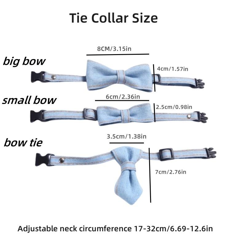 Pet Bow Tie Adjustable Cat Necktie Denim Puppy Collars Fashion Cat Neck Bow Pet Neck Tie Party Wedding Decoration Dog Accessorie