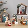 Cute Christmas Manger Ornaments Classic Jesus Christ Figurine Holy Family Figurine  Home Decor