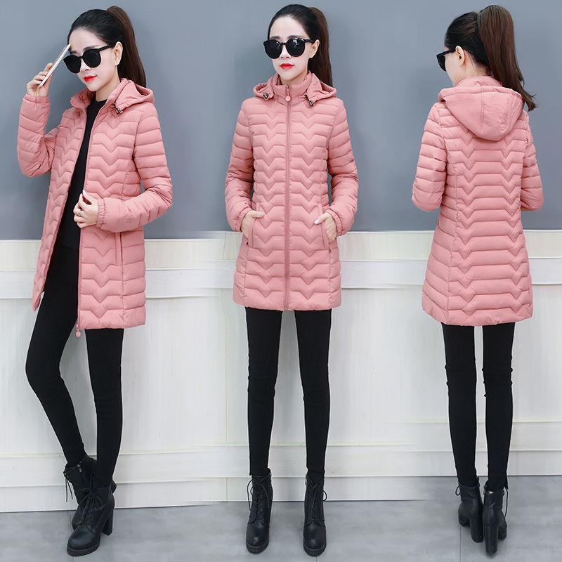 Cappotto Giacca Donna Tinta Unita Lungo Tasca Imbottito di cotone Con cappuccio Piumini Spessi Vestiti Invernali Donna