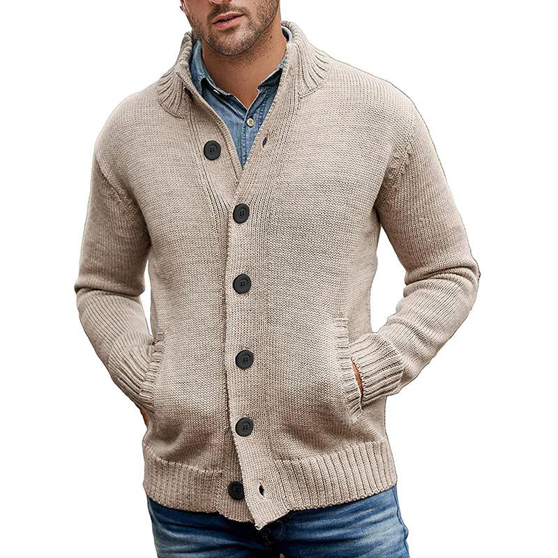 2025 Men's Solid Color Single-Breasted Knitted Sweater Cardigan for Fall and Winter