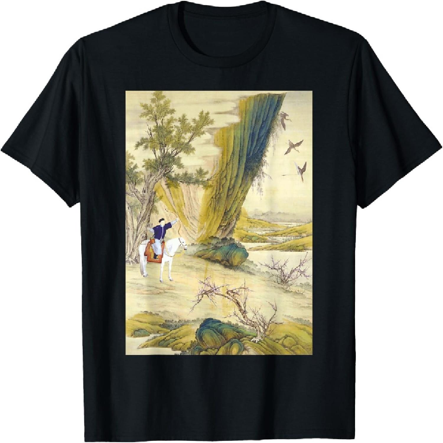 Император Цяньлун и гуси Джузеппе Кастильоне Футболка с китайским искусством S