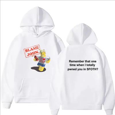 Sudadera con Capucha Estampada Blame John Otoño Invierno Mujer Hombre Casual Divertida Moda Oversize Cuello Redondo Manga Larga Sudaderas Forro Polar Jersey