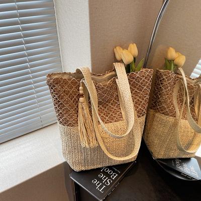 Tote Bag Women's Large-capacity New Summer Shoulder Woven Straw Bag Seaside Vacation Wind Beach Bag