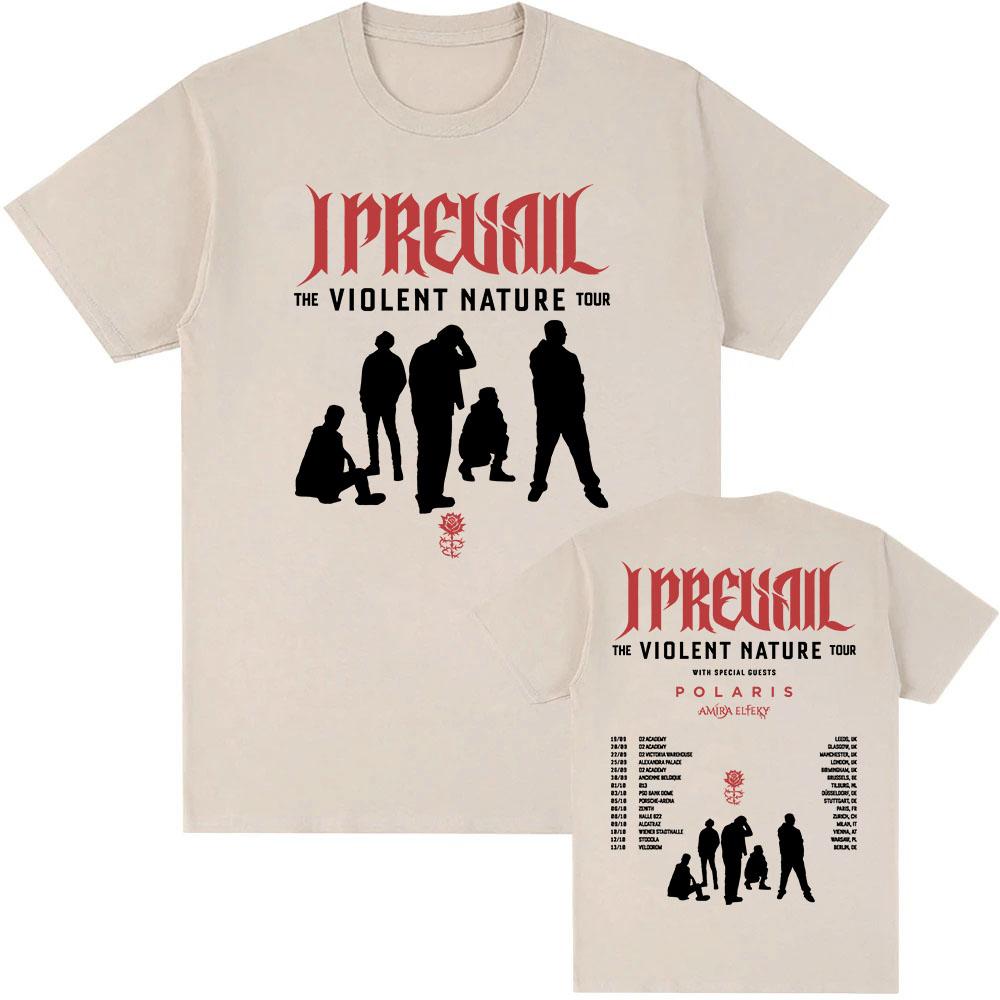 La T-SHIRT VIOLENT NATURE Tour 2026 I Prevail Punk Band T-shirt Unisex Streetwear Hip Hop T-shirt Larga Stampata