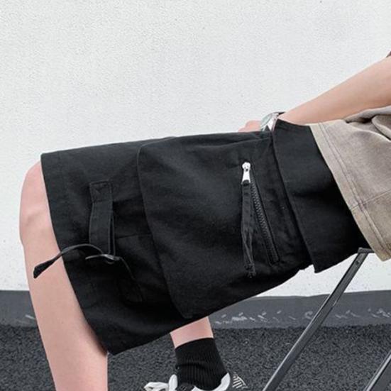 Men Cargo Shorts Elastic Waist Adjustable Drawstring Sport Shorts with Multi Pockets Wide Leg Casual Shorts