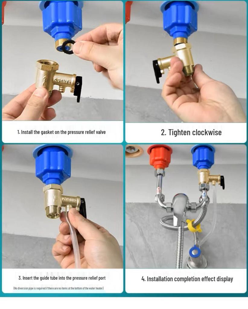 Kit universal de supape pentru încălzitor electric de apă din cupru: Supape de Siguranță, de Reducere a Presiunii, Reductoare, de Reținere și de Evacuare