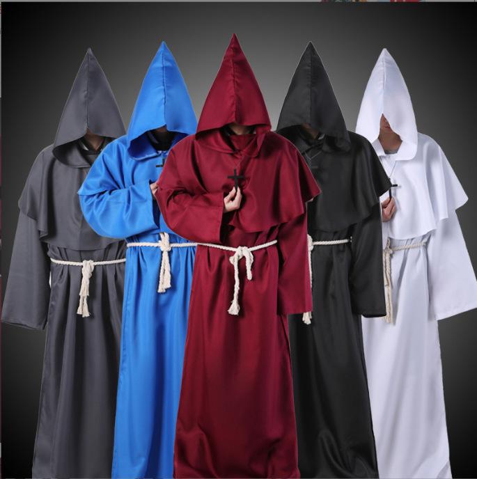 Halloween Medieval Monk Robe Costume - Friar, Wizard, and Priest Cosplay Outfit for Stage