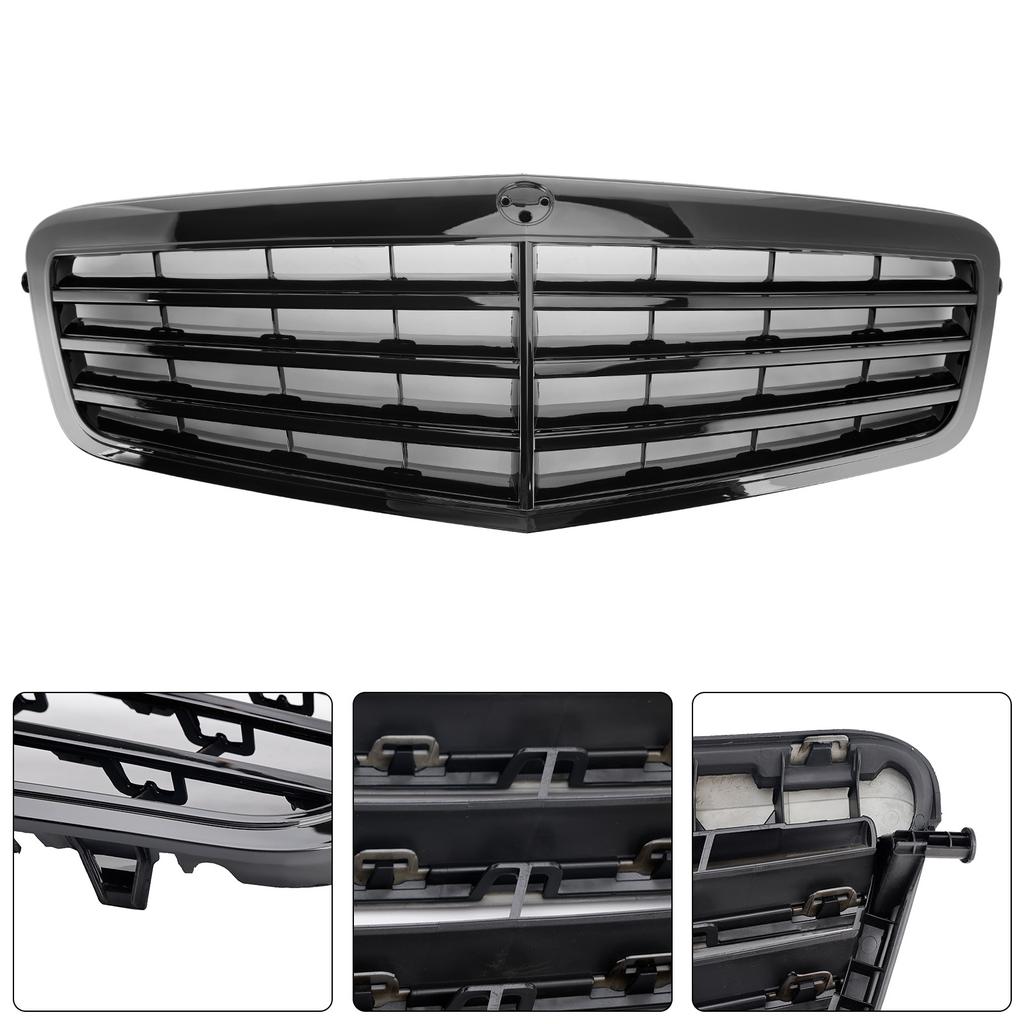 Black Front Grille Grill Fit for Mercedes-Benz E Class W212 E350 E550 2010 2011 2012 2013