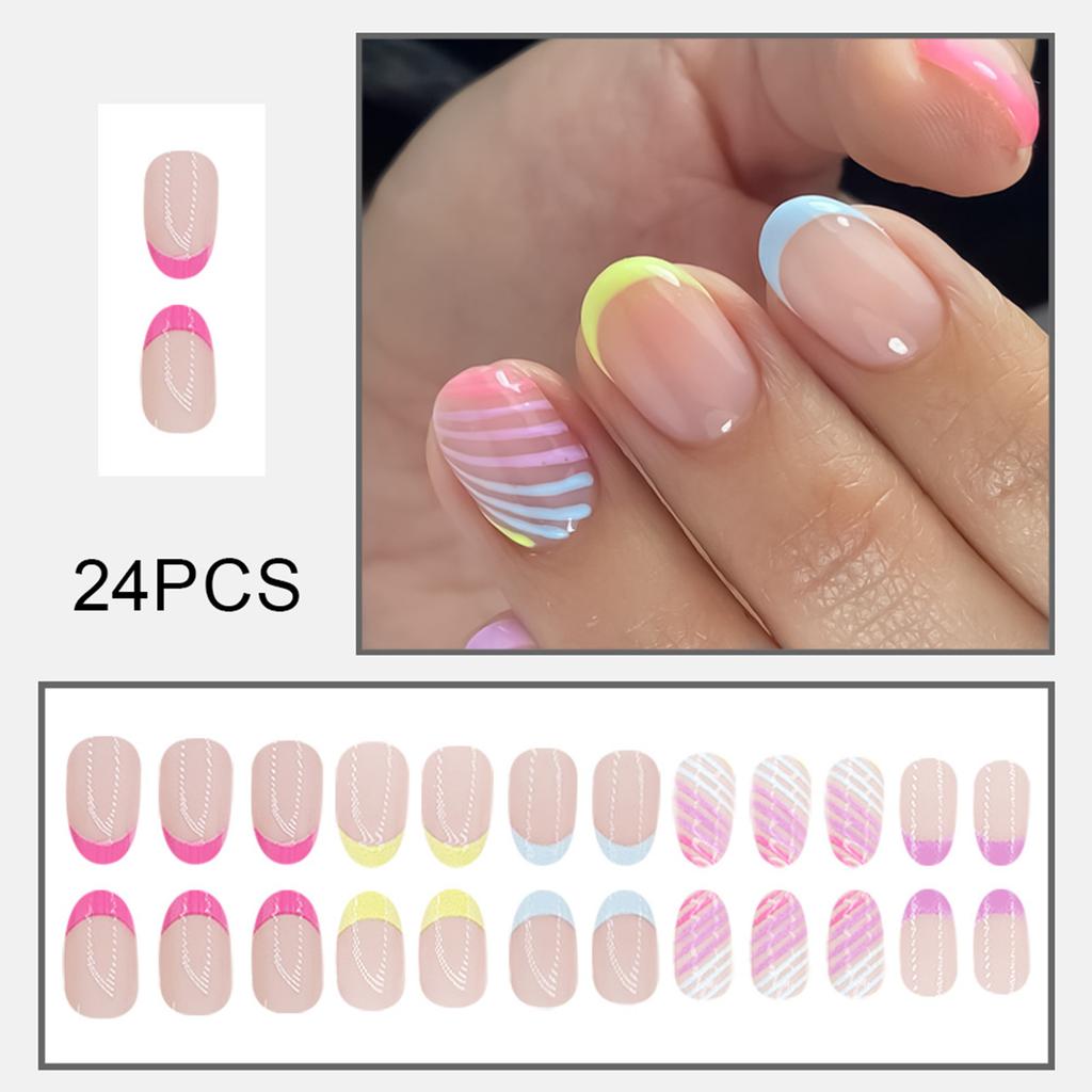 24 SZT. Francuskie Nude Krótkie Paznokcie na Klej Narzędzie do Manicure Noszone Pełne Pokrycie Końcówki Paznokci Akrylowe Końcówki Paznokci Noszone Sztuczne Paznokcie
