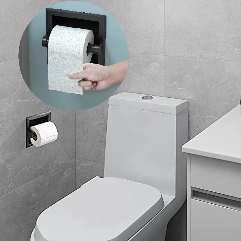 Fekete fém fali süllyesztett WC-papírtartó, fürdőszobai olajfelület, bronz színű, pántos WC-papírtartó