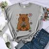 Capybara Tshirt Female Harajuku Streetwear Kawaii Top Tees Baddie 2000s Jojifuku Funny Cutecore