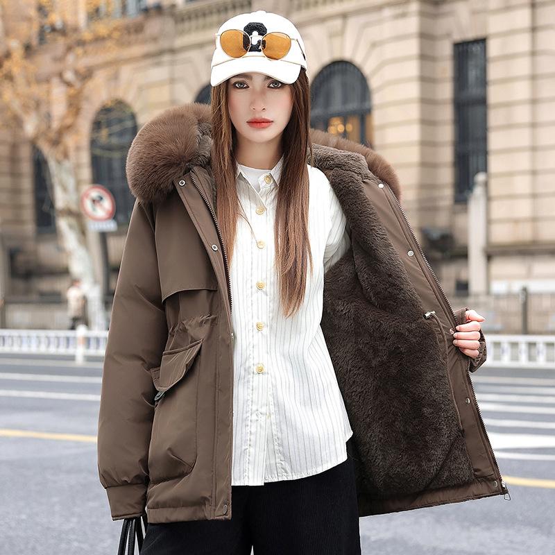 

Модный нарукавник хлопковая одежда женская 2025 новая зимняя утолщенная средней длины хлопковая куртка XXL кофейный