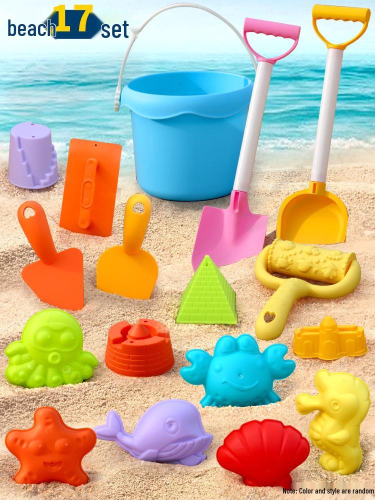 Lekeplasssett for barn til strand og hage: Sandformer, spader og timeglassverktøy