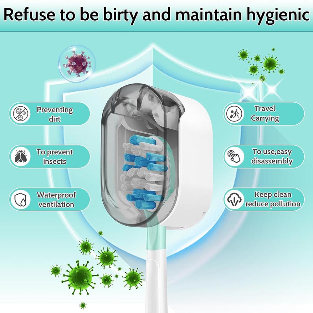 4pcs Grey Toothbrush Cap Covers for Manual Toothbrush and Electric Toothbrush