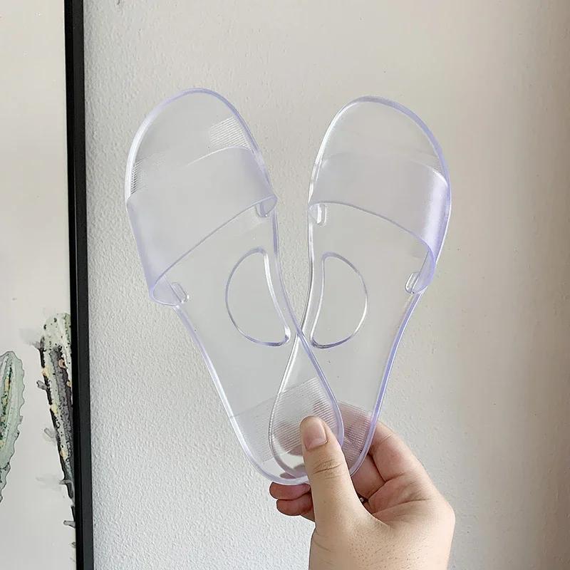 Women Slippers Pvc Transparent Crystal Casual Shoes Ladies Sandals Fashion Summer Clear Flip Flops Flat Slippers Zapatos Mujer