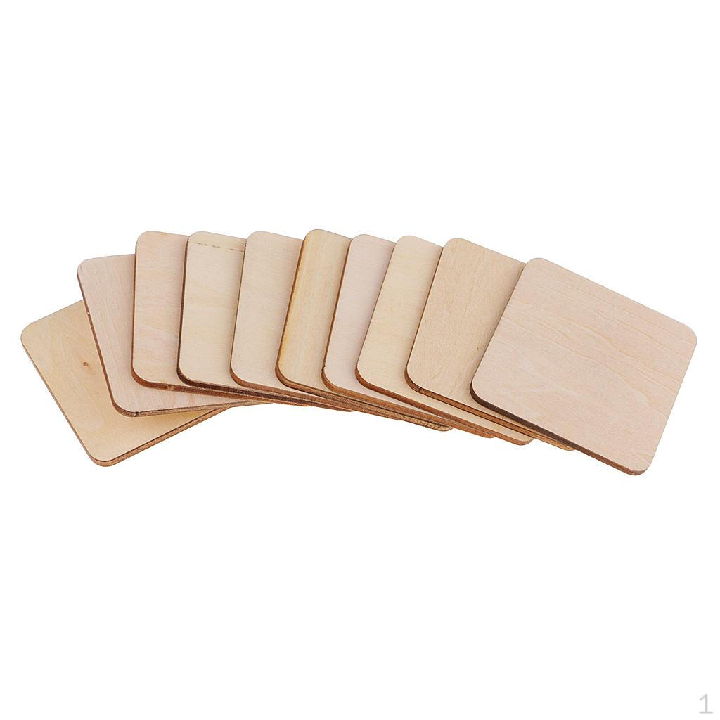 ДЕРЕВЯННАЯ ФОРМА Квадратные Элементы Декоративные Пластины 10pcs 50x5mm