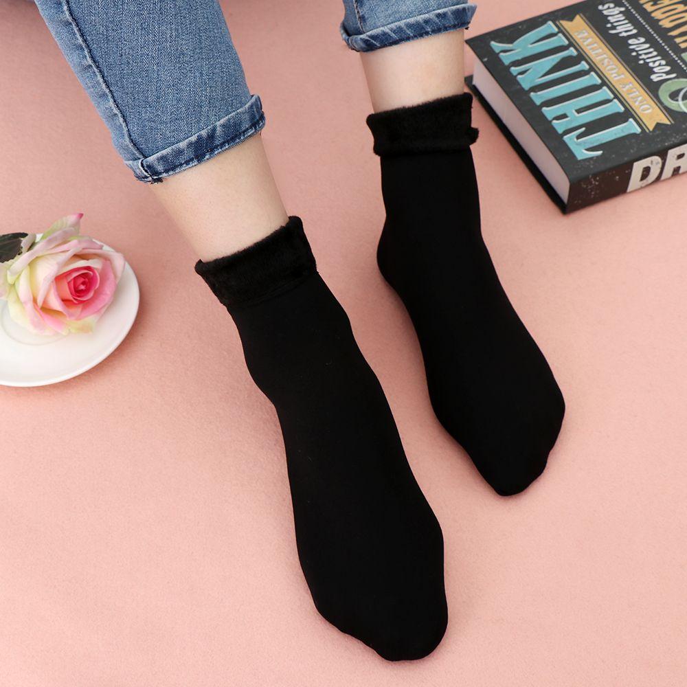 Women Snow Boots Seamless Cashmere Velvet Floor Stocking Wool Hosiery Thicken Socks