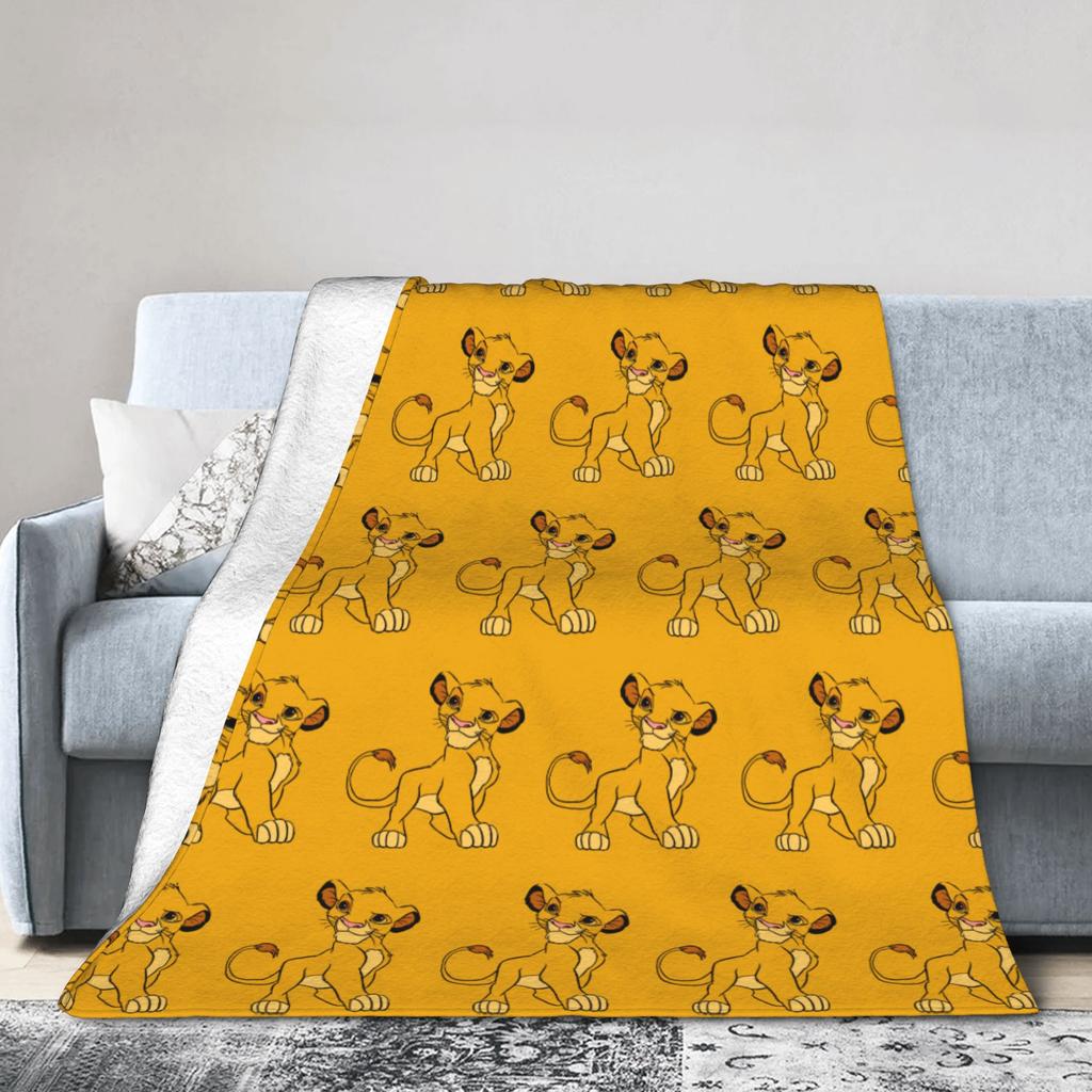 Simba Le Roi Lion Housse de Couverture Anime Couvertures Jetées en Flanelle Literie Canapé Portable Doux Chaud Couvre-lits