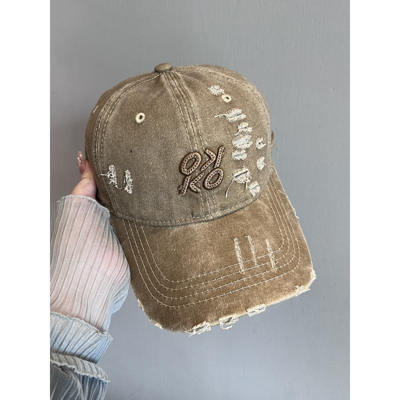 Retro Hole Baseball Cap Women's Spring and Summer New Washed Versatile Cap Showing Face Small Hat Trend