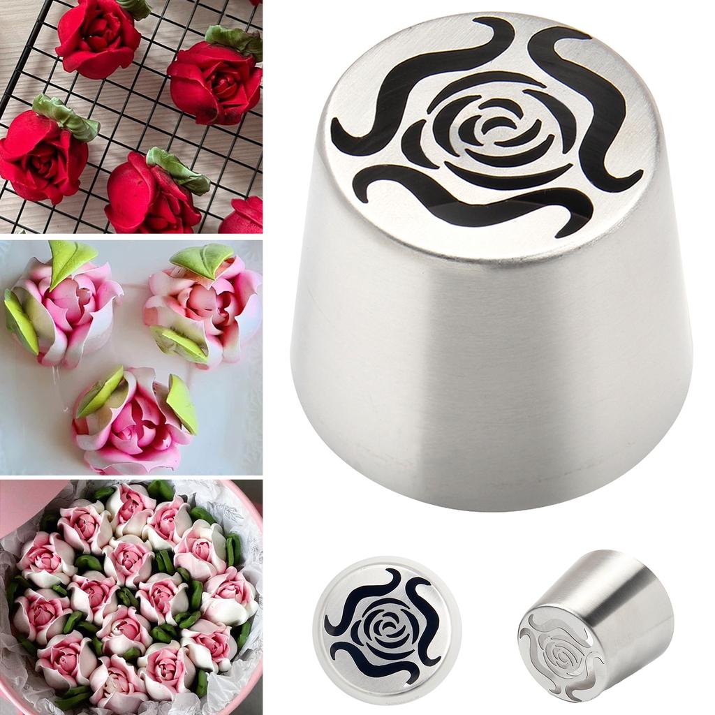 1pc Ruffled Petal Rose Large Flower Cake Russian Piping Nozzle DIY Valentine's Day Chrstmas Cake Decorating Stainless Steel Tips