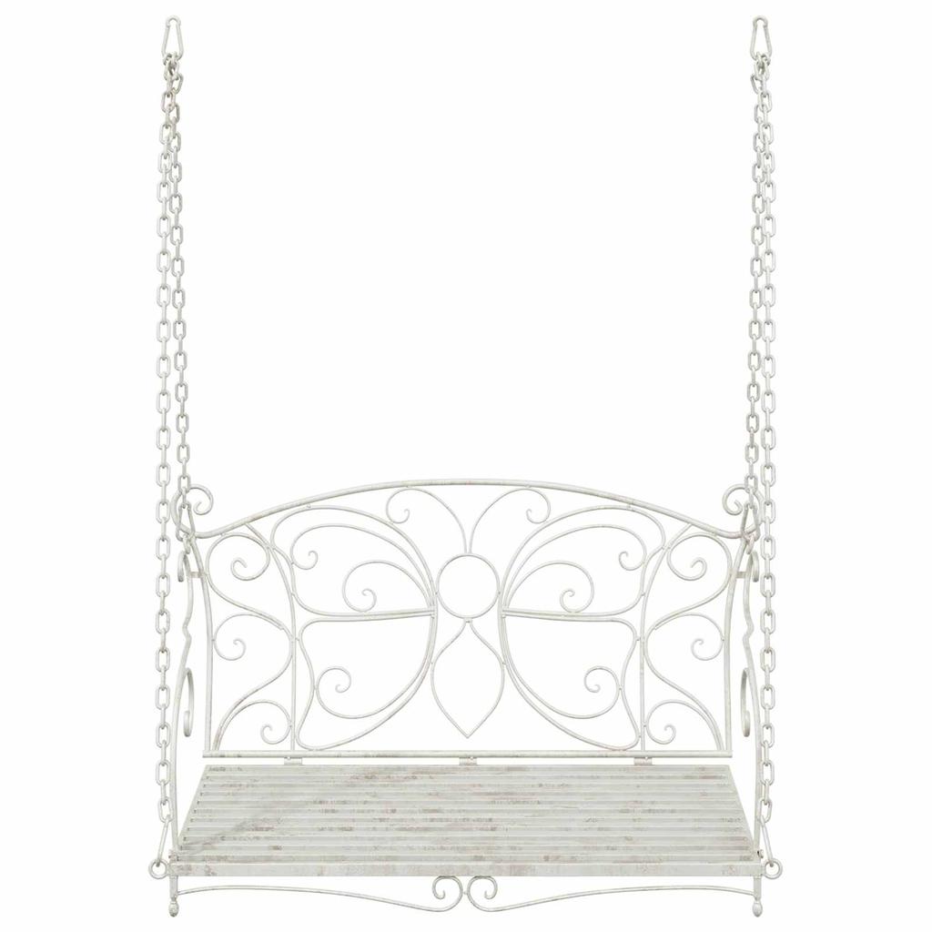 Panca da Giardino Sospesa in Acciaio 105,5 x 61 x 56 cm Bianco Antico