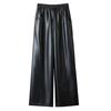 Leather Pants for Women Elastic High Waist Long Trousers Plus Size Thickened Stretchy Versatile Casual Wide Leg Pants