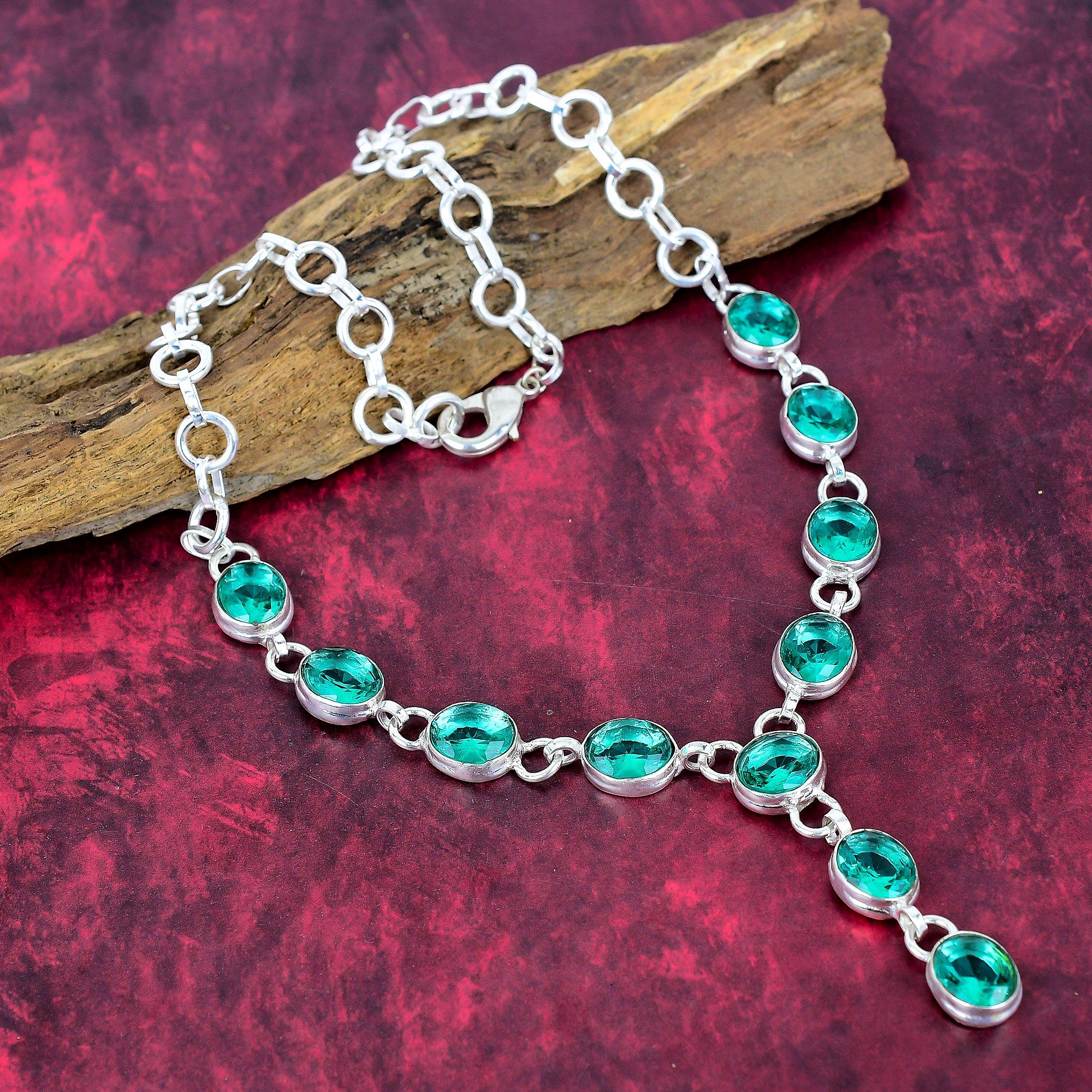 

Ожерелье с турмалином индиголита, драгоценные камни, ожерелье из чистого серебра 925 пробы, ювелирные изделия ручной работы, ожерелье с камнем по случаю рождения, подарок для любви Adjustable With 18 Inches