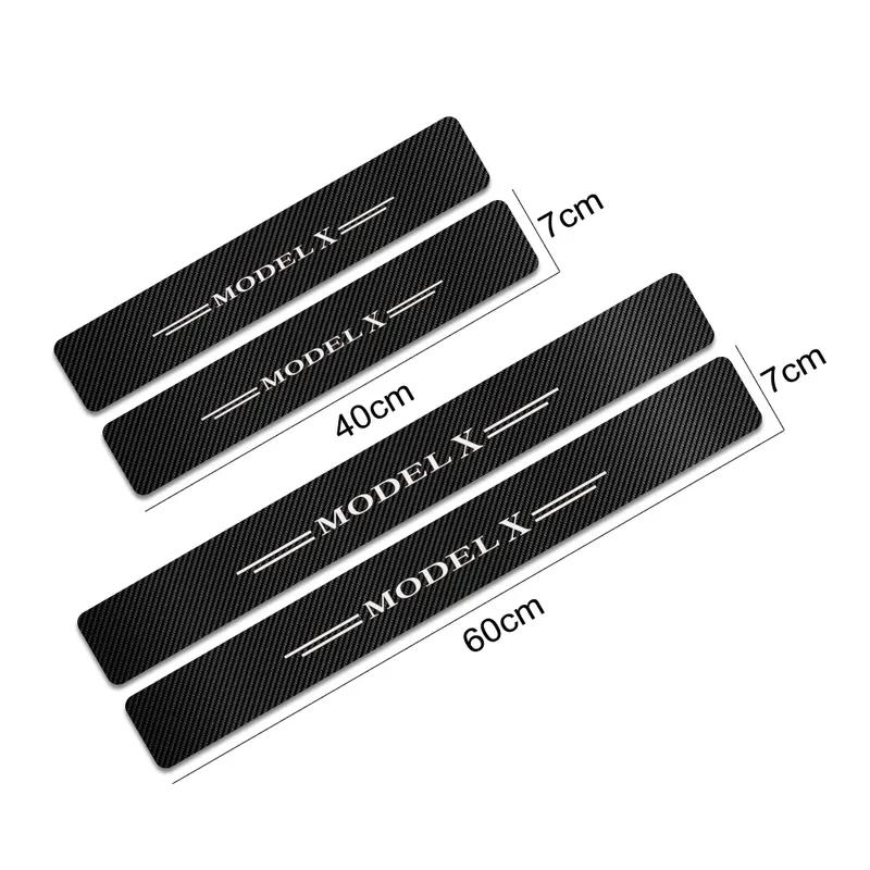 For Tesla Model 3 Y S X 2014- Car Door Sill Stickers PVC Decorative Decals Auto Exterior Threshold Protective Accessories