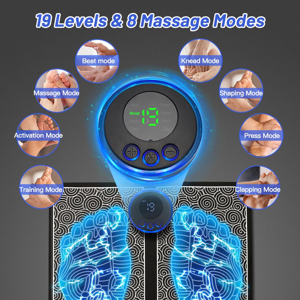 EMS Electric Foot MassagingTool Mat Tens Muscle Stimulator Folding Foot Cushion Pad Pulse Acupuncture Pain Painrelief Blood Circulation
