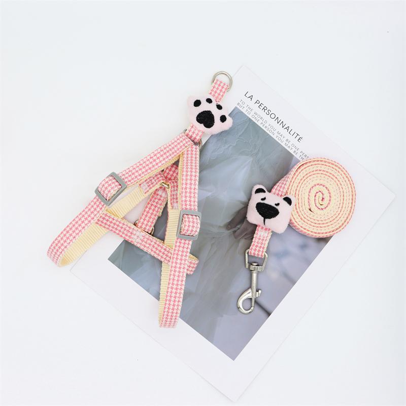 Pet Dog Harness Floral No Pull Cotton Fabric Breathable Reflective Small Medium Dog Harness and Leash Set Adjustable Pet Supply